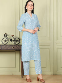W Women Printed Regular Pure Cotton Kurta with Trousers & With Dupatta