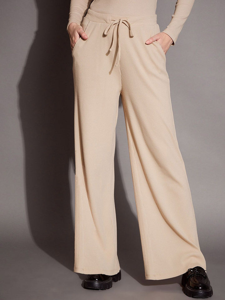 SASSAFRAS BASICS Women Ribbed Relaxed Fit Mid Rise Track Pants
