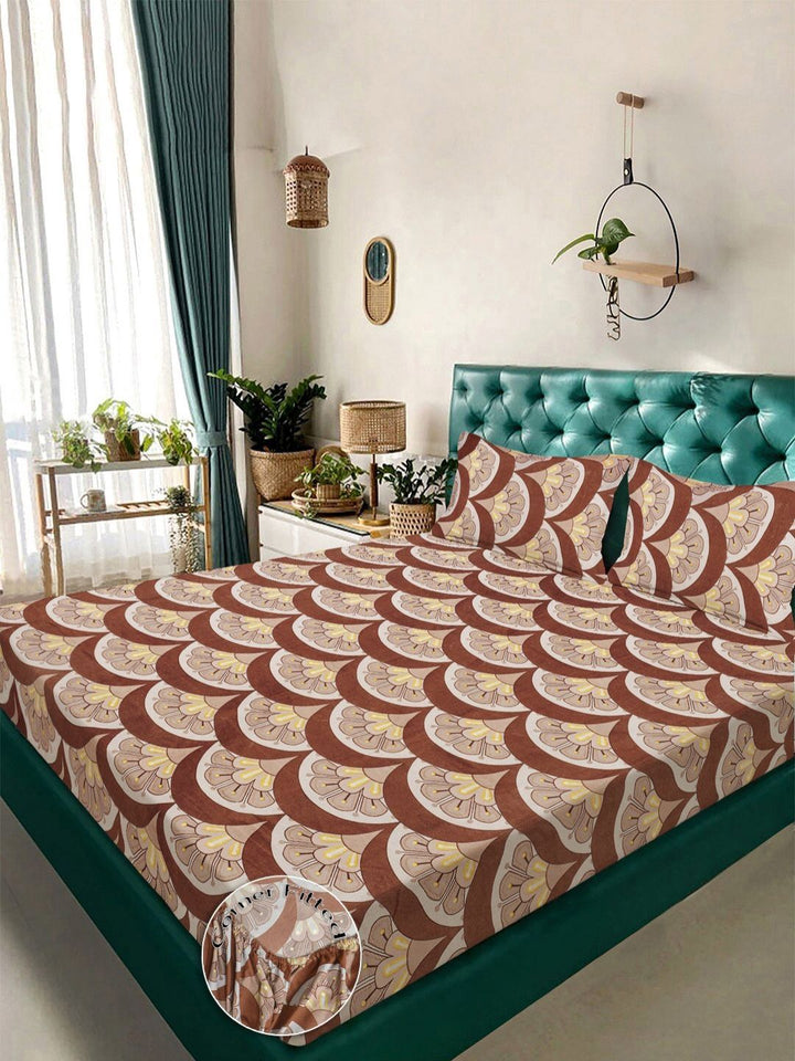 Set Cadar King Bercetak Aura Brown 300 TC Woolen 2.50 m x2.25 m