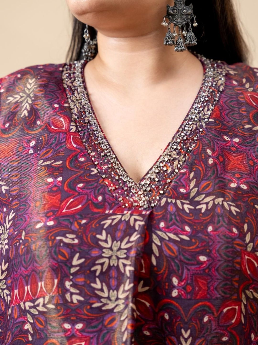 Mamicha Printed V-Neck Top & Trousers Co-Ords Set