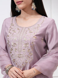 Vishudh Women Embroidered New Roman Kurta with Bottom and Nylon Organza Dupatta