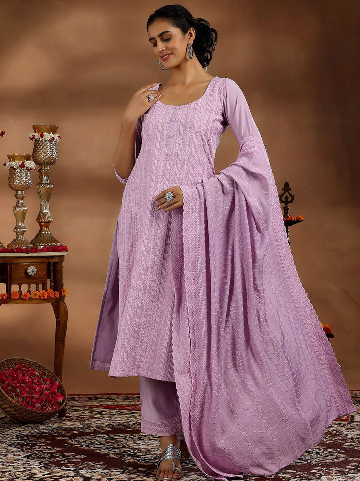 Libas Floral Embroidered Regular Sequinned Kurta with Trousers & Dupatta