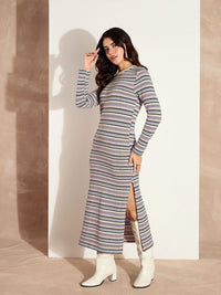 SASSAFRAS Striped Maxi Midi Dress