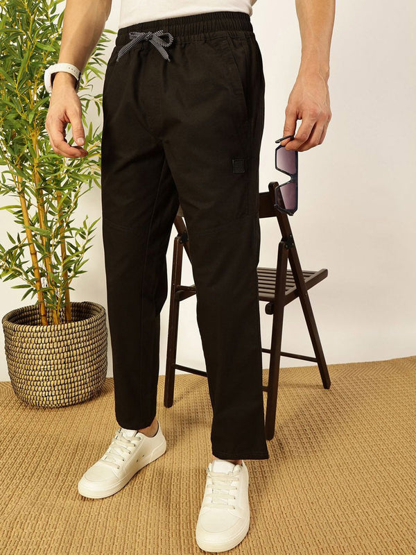 Thomas Scott Men Smart Pleated Mid-Rise Regular Fit Cotton Joggers Trousers