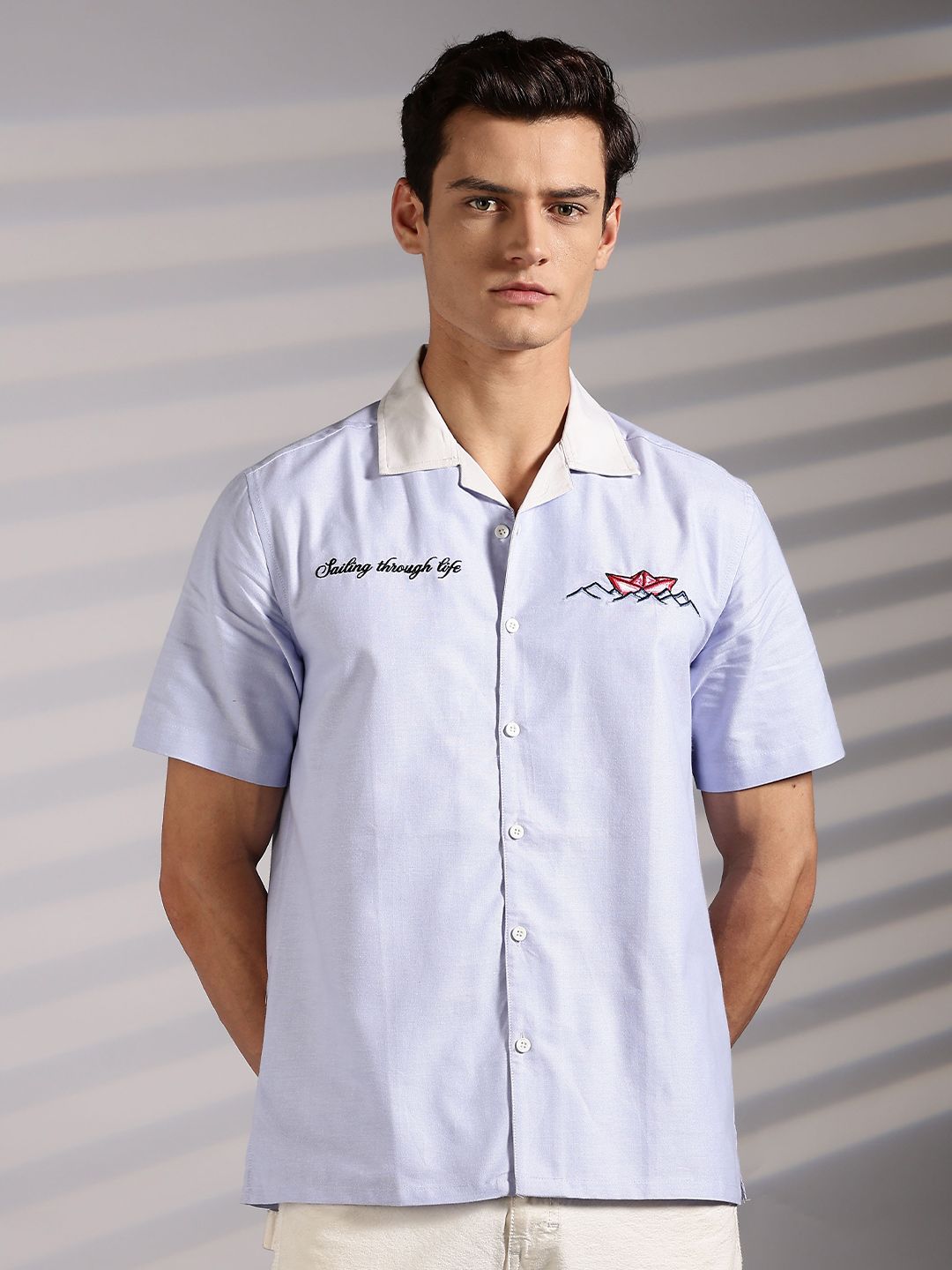 Eszett Boat Oversized Cuban Collar Cotton Shirt