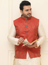 SOJANYA PLUS Lelaki Plus Size Printed Mandarin Collar Nehru Jaket