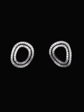 PANASH 925 Sterling Silver Rhodium-Plated CZ-Studded Classic Studs