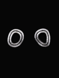 PANASH 925 Sterling Silver Rhodium-Plated CZ-Studded Classic Studs