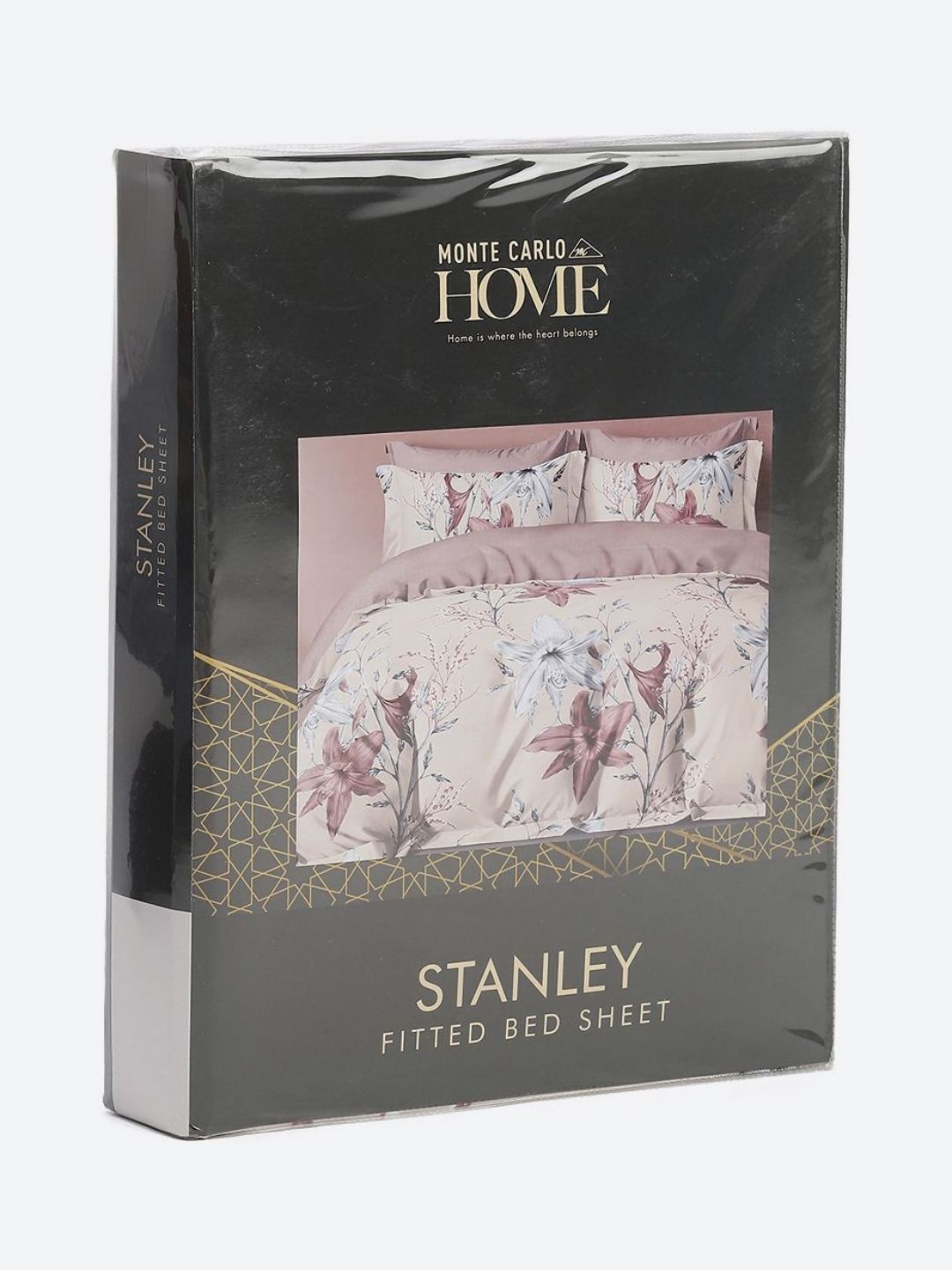 Monte Carlo Stanley Pink & White Floral Printed 144 TC King Bedsheet Set 1.85 m x 1.95 m