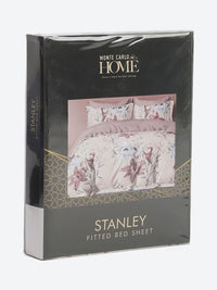 Monte Carlo Stanley Pink & White Floral Printed 144 TC King Bedsheet Set 1.85 m x 1.95 m