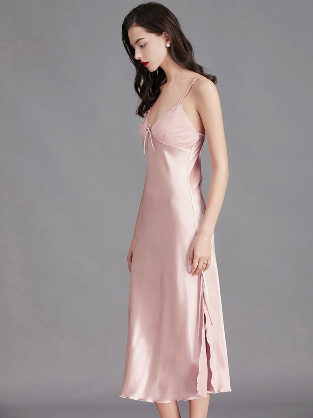 DressBerry Solid Shoulder Straps Midi Nightdress
