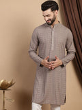 Anouk Floral Embroidered Thread Work Sequinned  Mandarin Collar Pure Cotton Straight Kurta