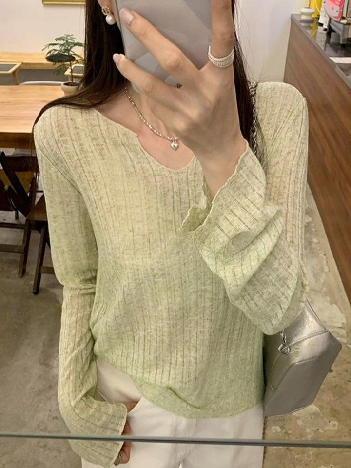 DressBerry Women Ribbed V-Neck Top