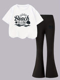 YK Girls Printed Round Neck T-shirt With Trousers