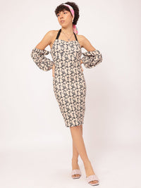 DressBerry Digital Dreams Printed Backless Bodycon Dress