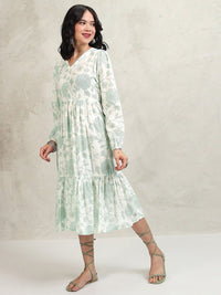 Vishudh Floral Printed Fit & Flare Midi Dress
