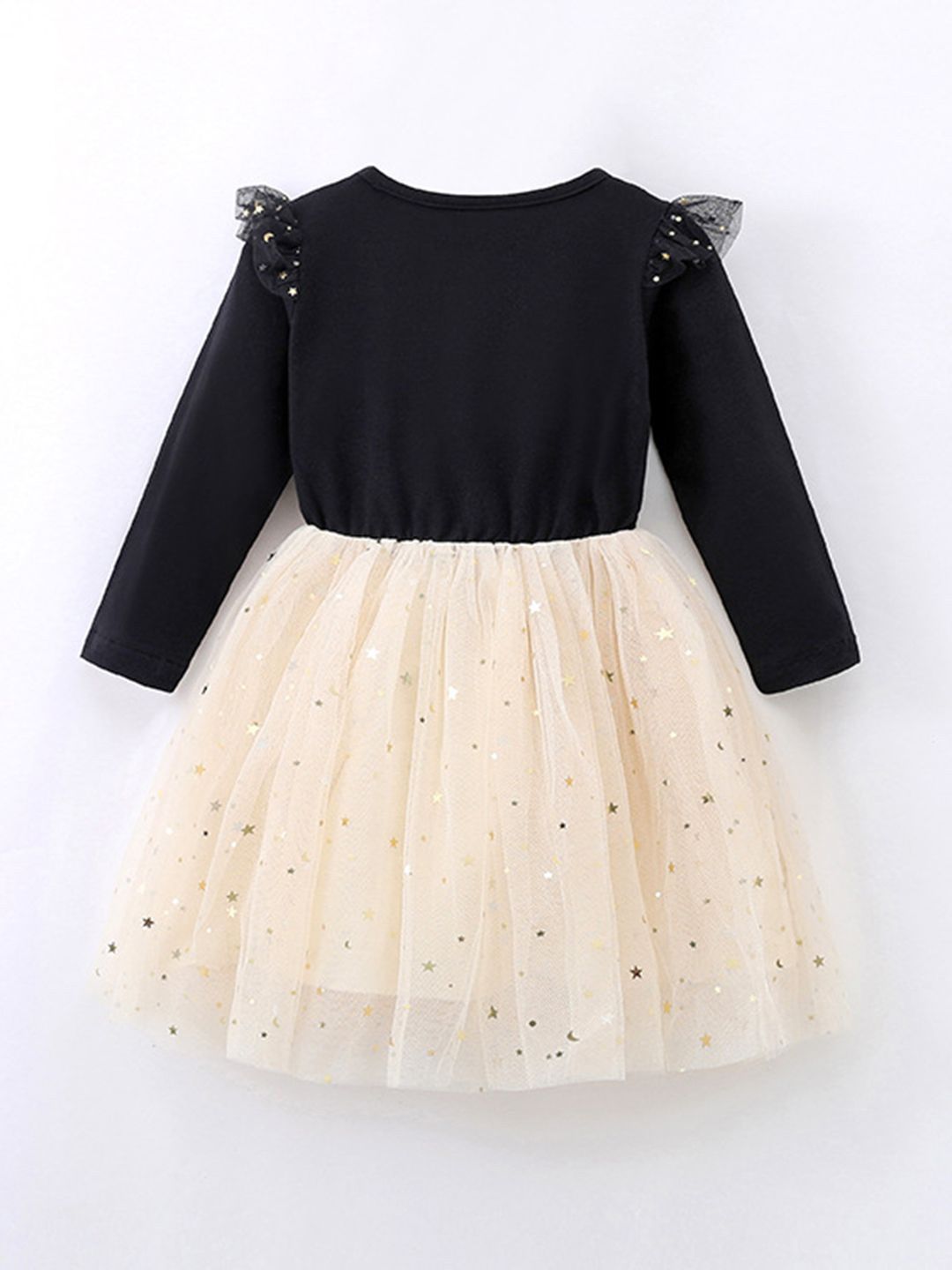 YK Girls Self Design Embellished Round Neck Fit & Flare Dress