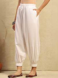 House of Chikankari Women White Cotton Solid Salwar