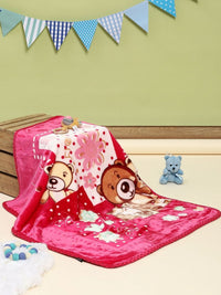 Monte Carlo Pink & Beige Cartoon Characters Mild Winter 550 GSM Single Bed Blanket