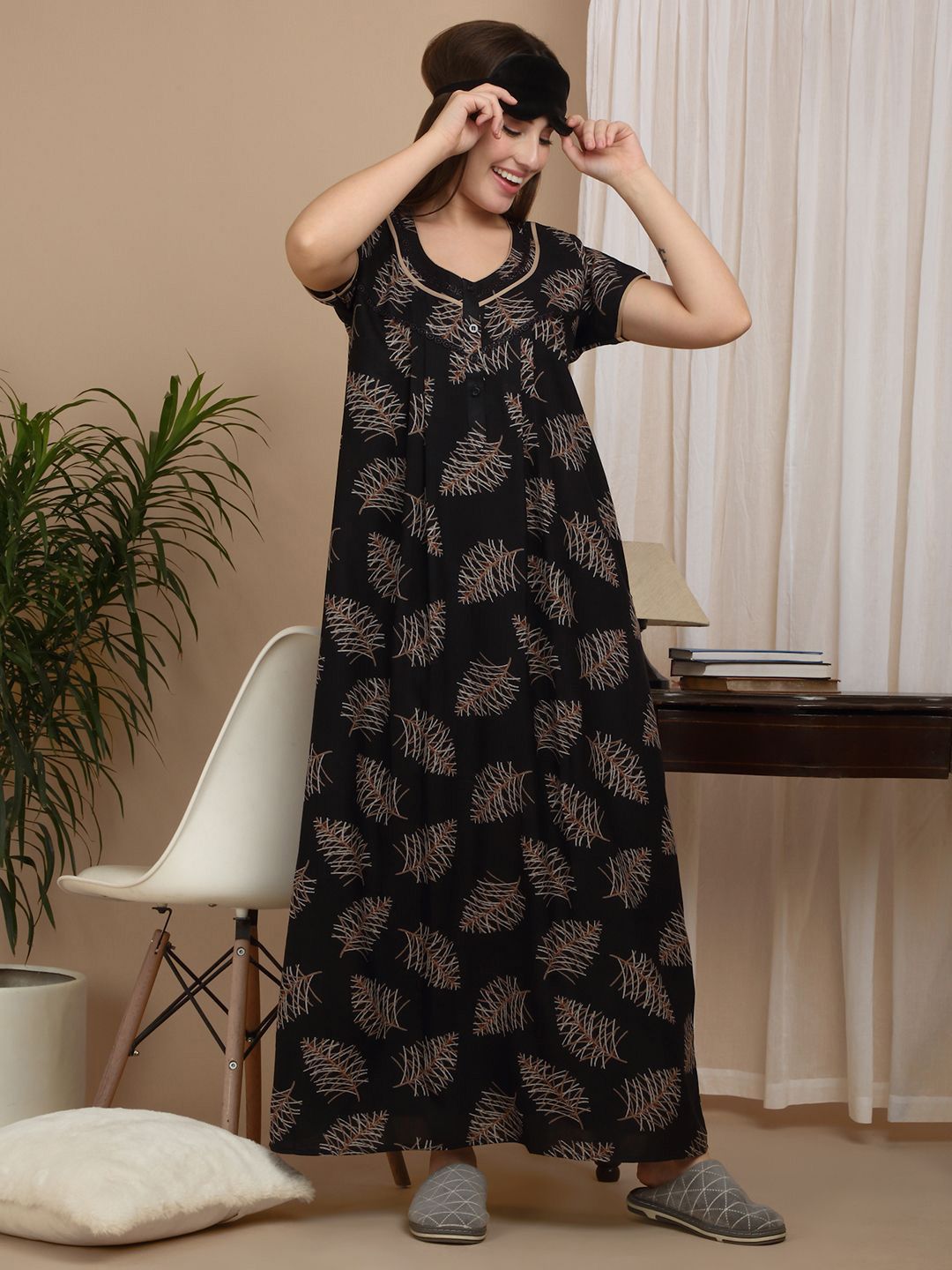 Sweet Dreams Women Printed Maxi Nightdress