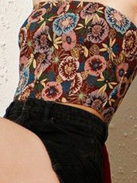 Berrylush Women Strapless Floral Print Cotton Crop Tube Top