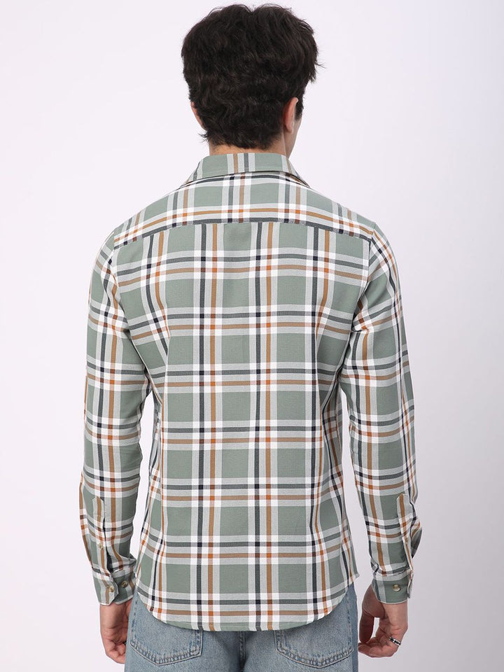 VASTRADO Men Classic Slim Fit Opaque Checked Casual Shirt