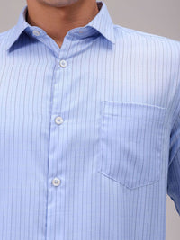 The Indian Garage Co. X Luxe Men Cutaway Collar Pinstripes Striped Slim Fit Formal Shirt