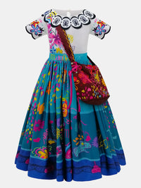 YK Girls Floral Print Fit & Flare Maxi Dress