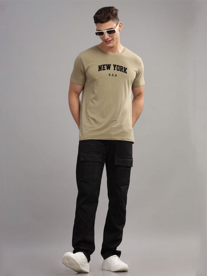 ADRO Men Typography Printed Applique T-shirt