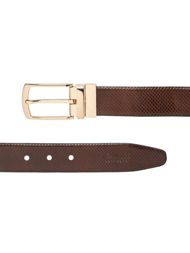 Teakwood Leathers Men Textured Leather Reversible Formal Belt