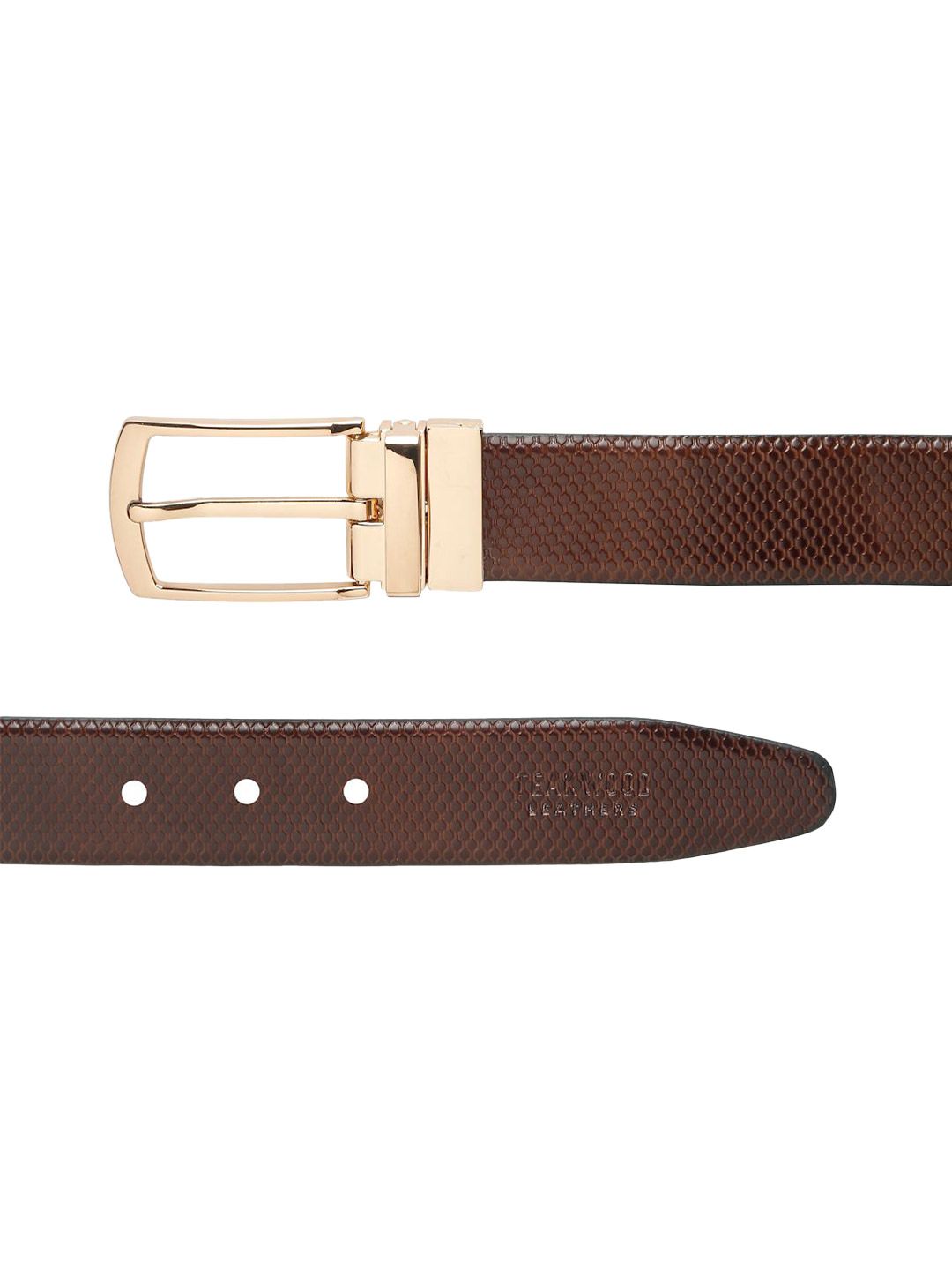 Teakwood Leathers Men Textured Leather Reversible Formal Belt