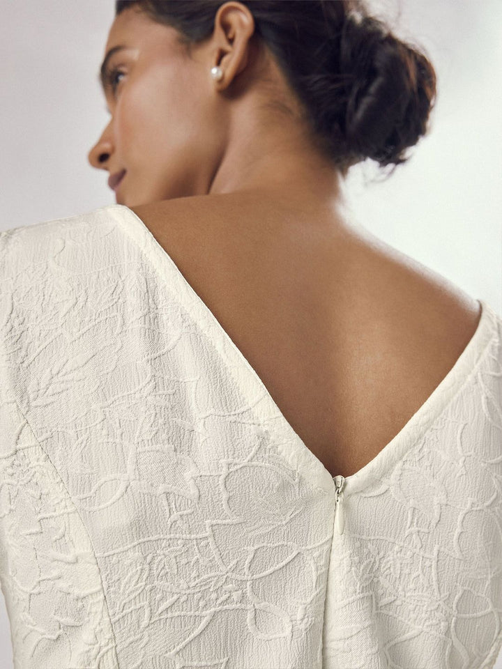 The Label Life Women Ivory Jacquard Bubble Hem Top