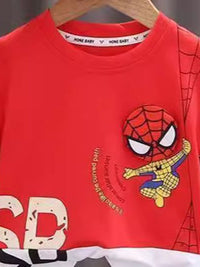 YK Boys Spider-Man Printed Round Neck T-Shirt With Shorts