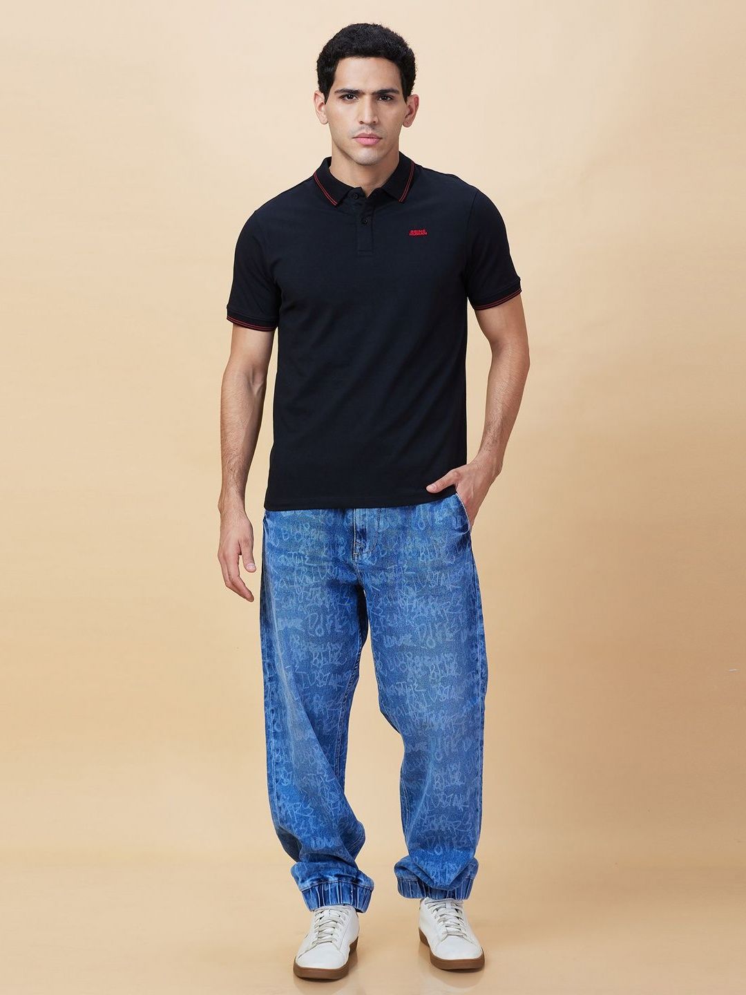 Being Human Men Solid Polo Collar Cotton T-shirt