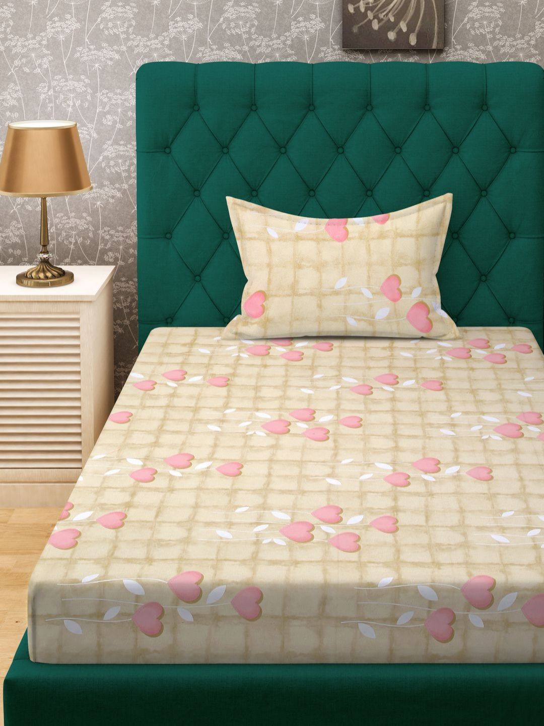 Myntra Elegant Homes Pink 400 TC Pure Cotton Set Cadar Dipasang Single 2.25m x 1.5m