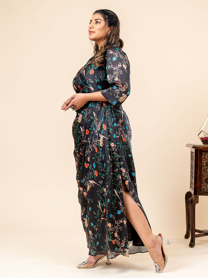 Mamicha Women Floral Print Pakaian Georgette Fit & Flare