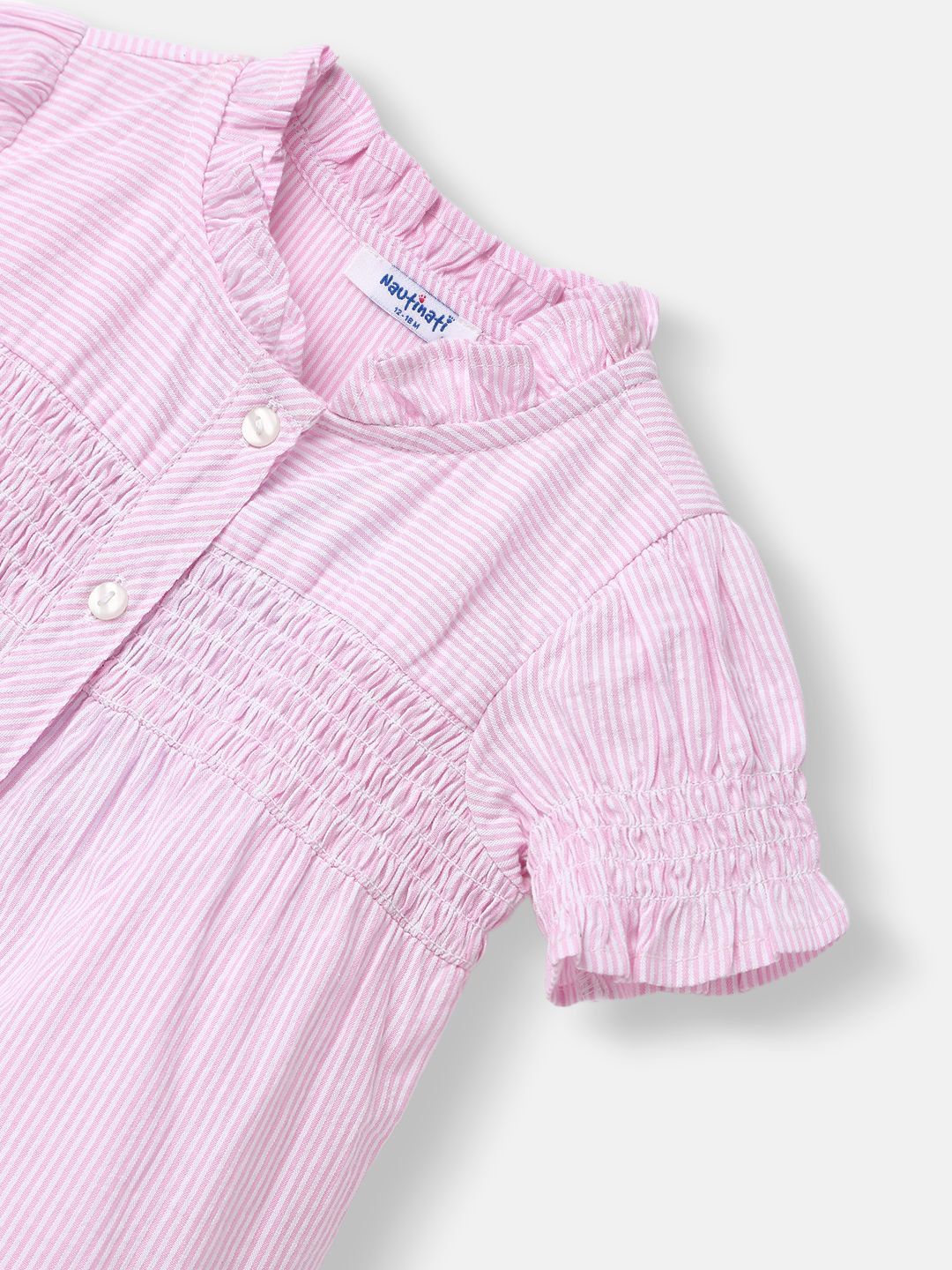 Nauti Nati Girls Yarn Dyed Cotton Checks Woven Top with Shirring Detail