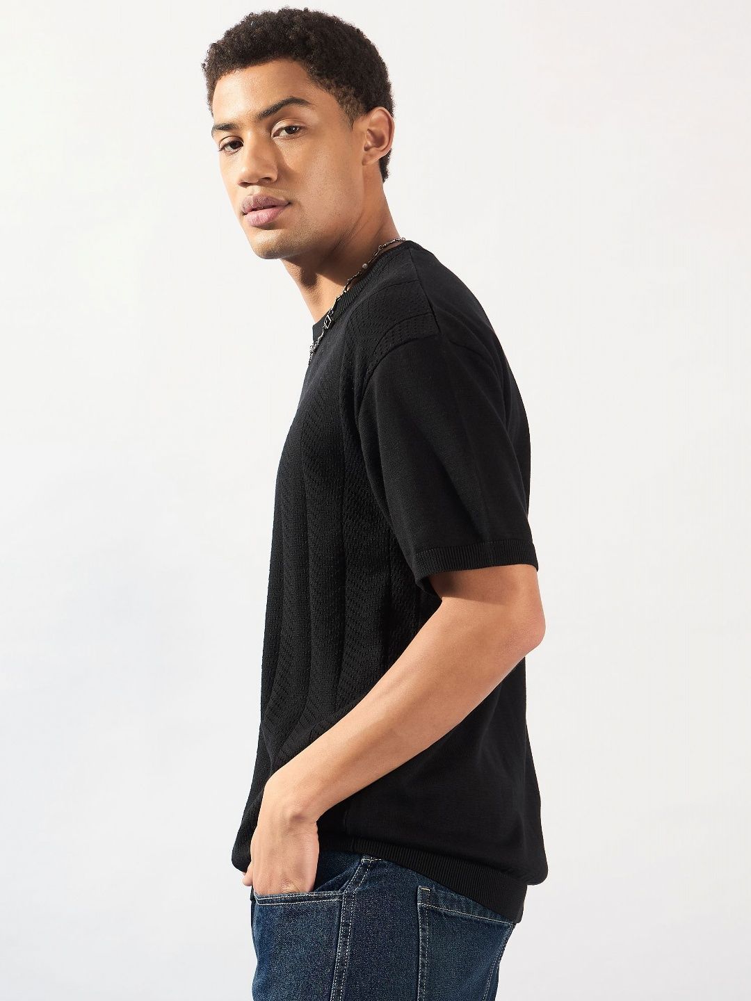 DENNISON Round Neck Knitted Oversized T-Shirt