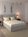 TRIDENT Gulmphar Yellow Dusk & Dawn Flat 144TC Queen Cotton Bedsheet Set