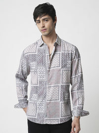 VASTRADO Men Classic Spread Collar Abstract Printed Slim Fit Casual Shirt