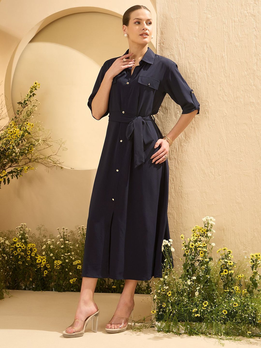 Antheaa Women Shirt Midi Dress