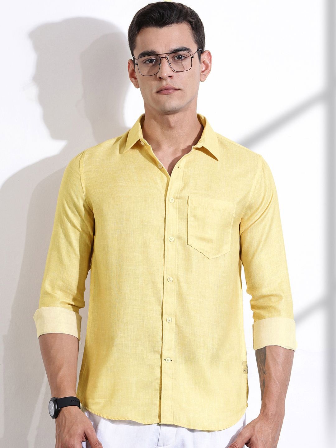 Thomas Scott Men Classic Slim Fit Opaque Casual Shirt