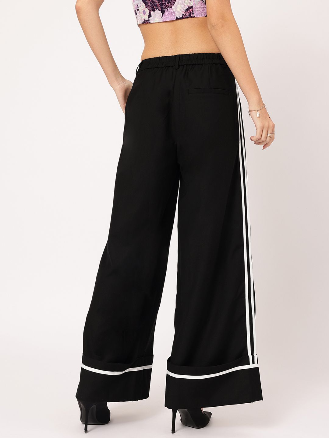 DressBerry Women Casual Sophistication Wide-Leg Trousers with Side-Stripes