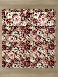 Myntra Elegant Brown Floral Printed Flat 300 TC King 7D Cadar & 2 Sarung Bantal