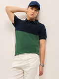 THE BEAR HOUSE Men Colourblocked Polo Collar Cotton T-shirt