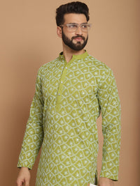 Anouk Men Green Printed Mirror Work Kurta