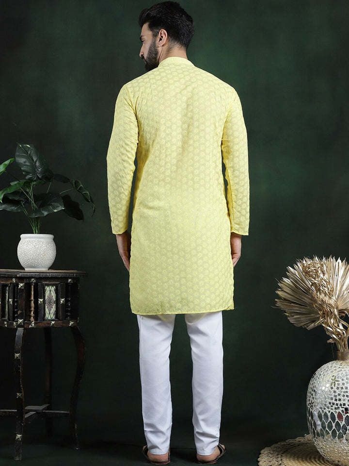 Anouk Ethnic Motifs Embroidered Regular Thread Work Pure Cotton Straight Kurta Set