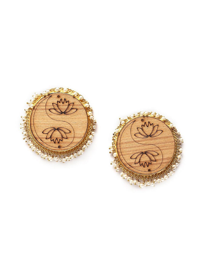 Anouk Beaded Circular Wooden Studs