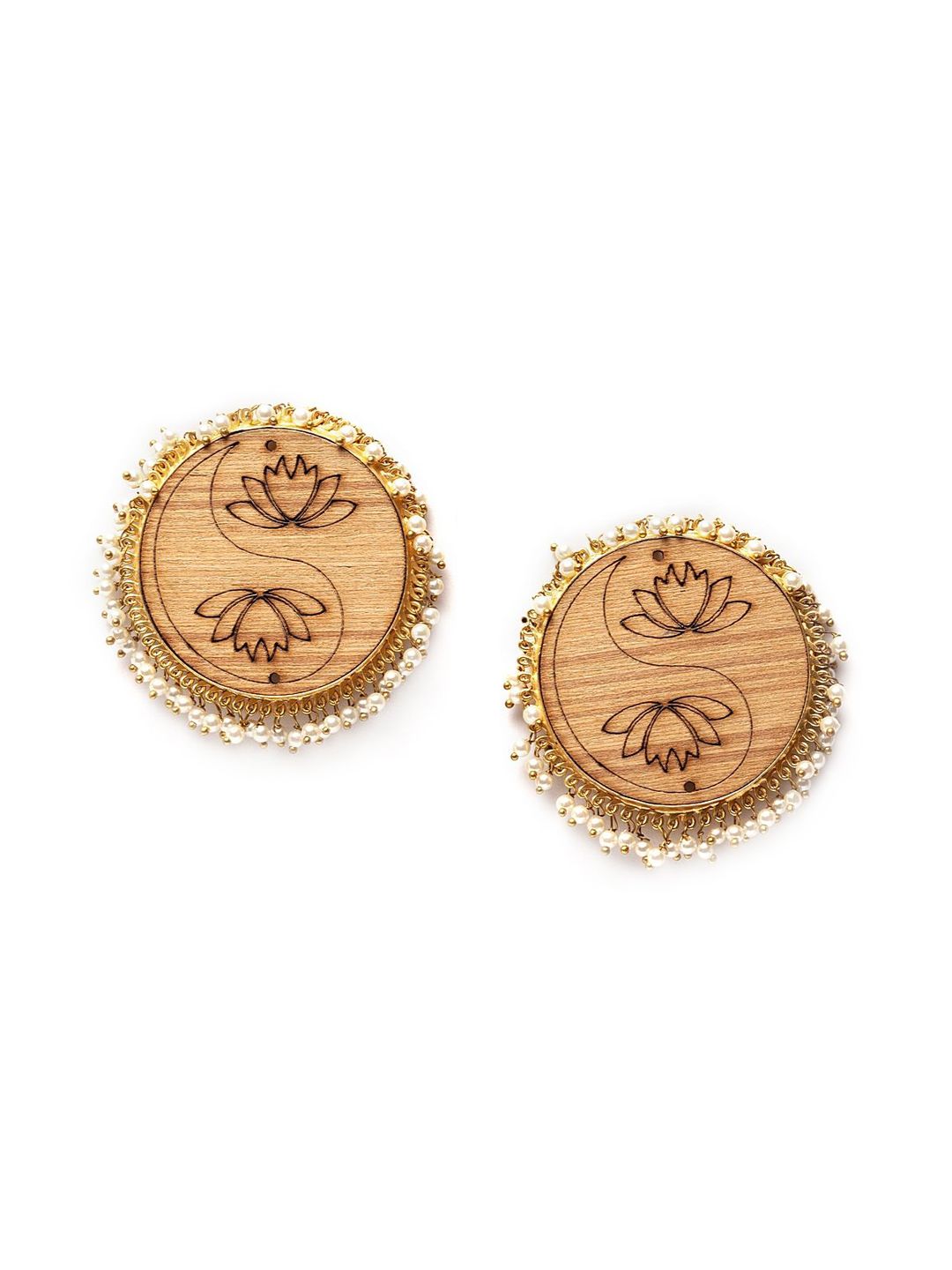 Anouk Beaded Circular Wooden Studs