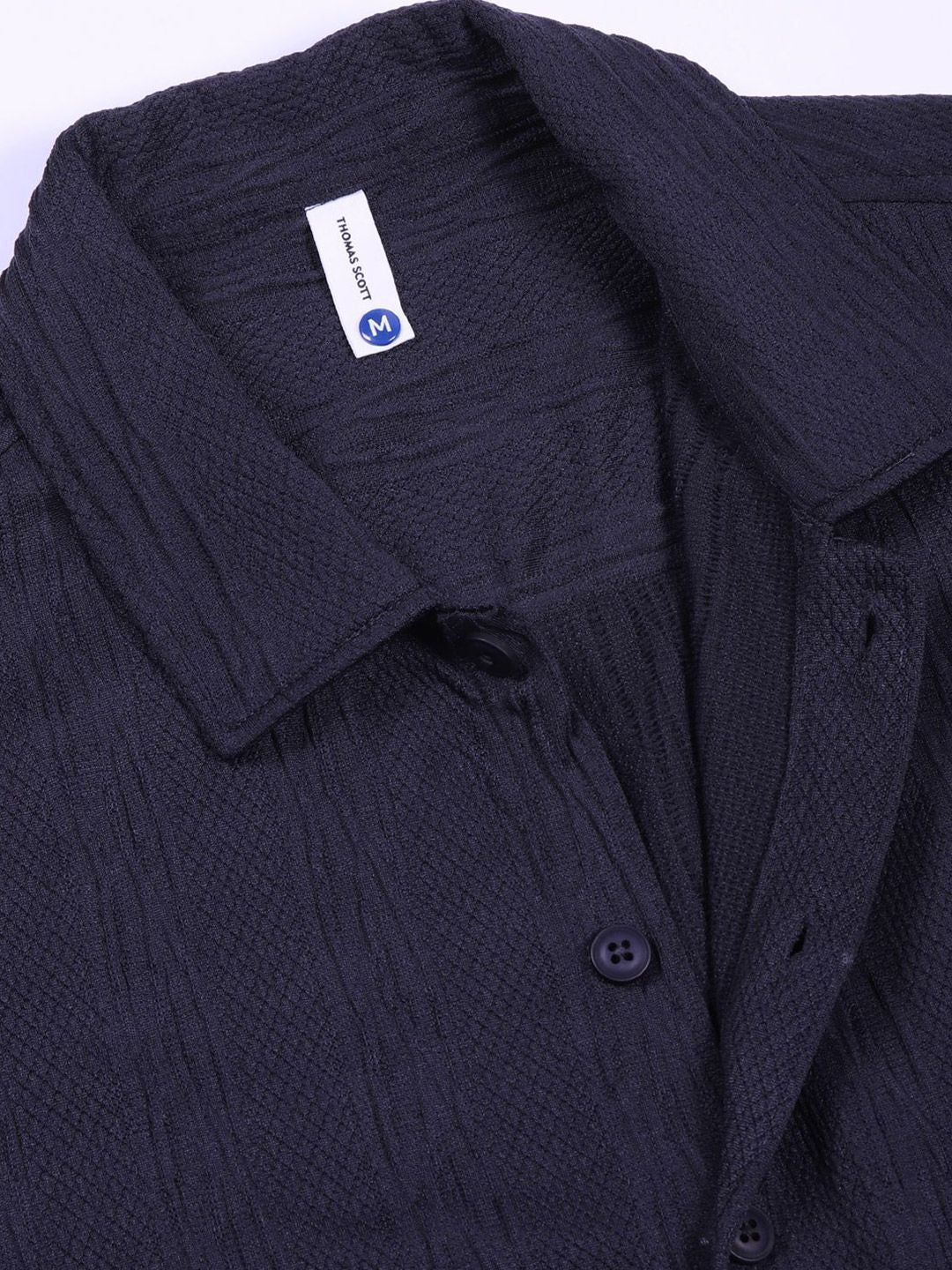 Thomas Scott Men Smart Fit Cutaway Collar Textured Casual Shirt